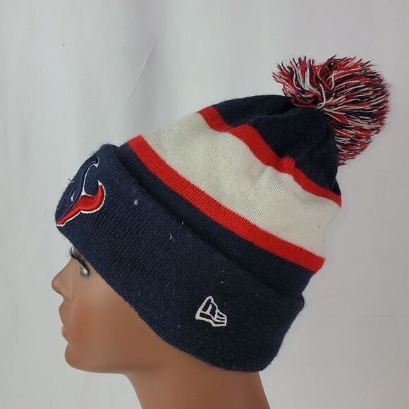 Houston Texans New Era Navy Repeat Cuffed Knit Hat with Pom - Picture 2 of 9